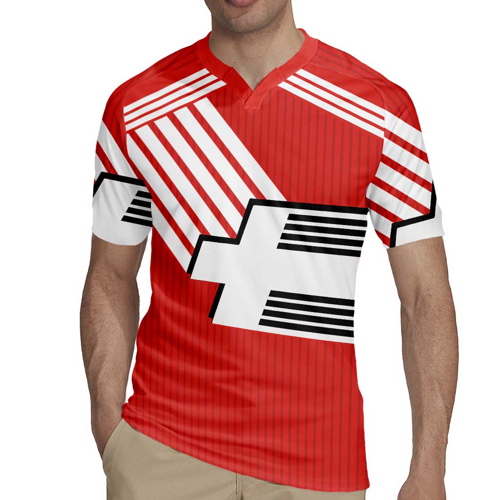 Swiss Football Custom Rugby Jersey 1990-1992 Retro Red Switzerland Vintage