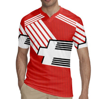 Swiss Football Custom Rugby Jersey 1990-1992 Retro Red Switzerland Vintage