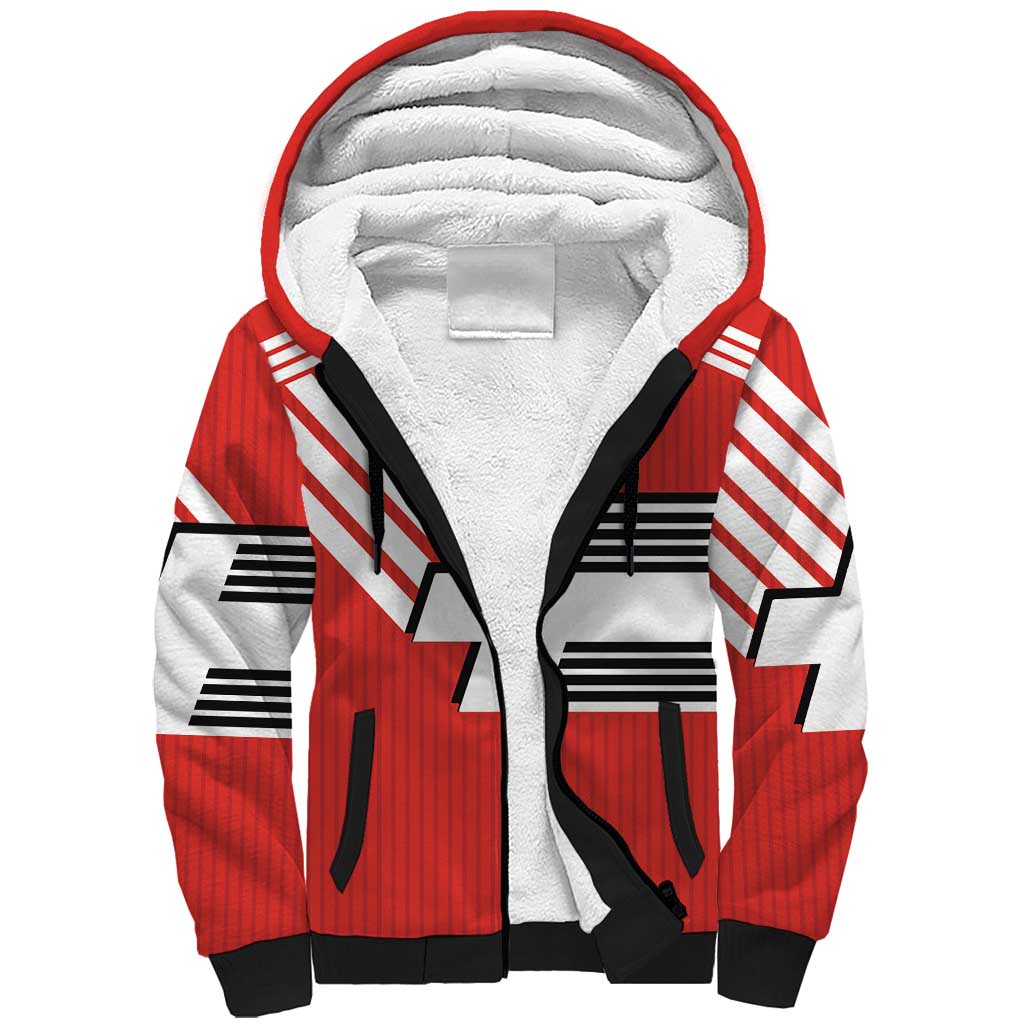 Swiss Football Custom Sherpa Hoodie 1990-1992 Retro Red Switzerland Vintage
