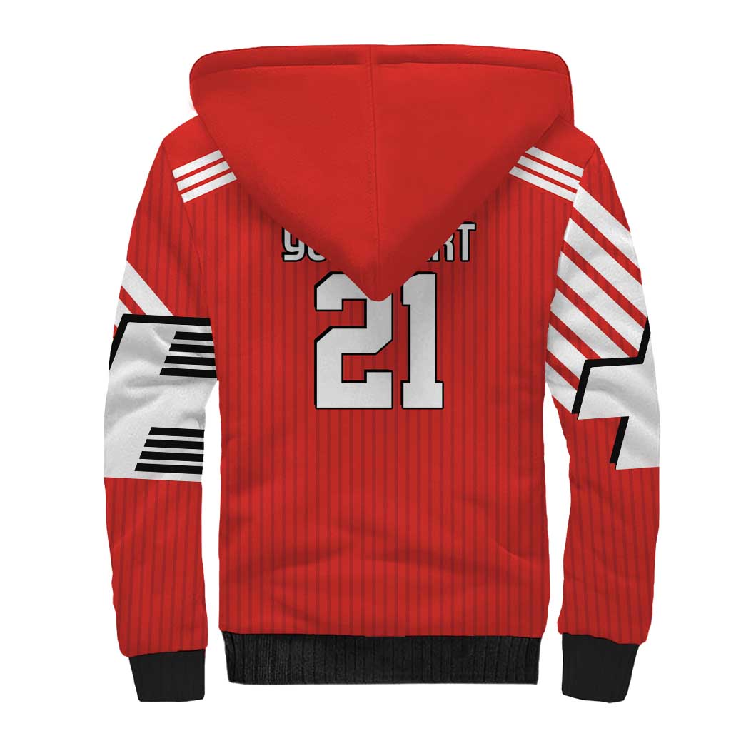 Swiss Football Custom Sherpa Hoodie 1990-1992 Retro Red Switzerland Vintage