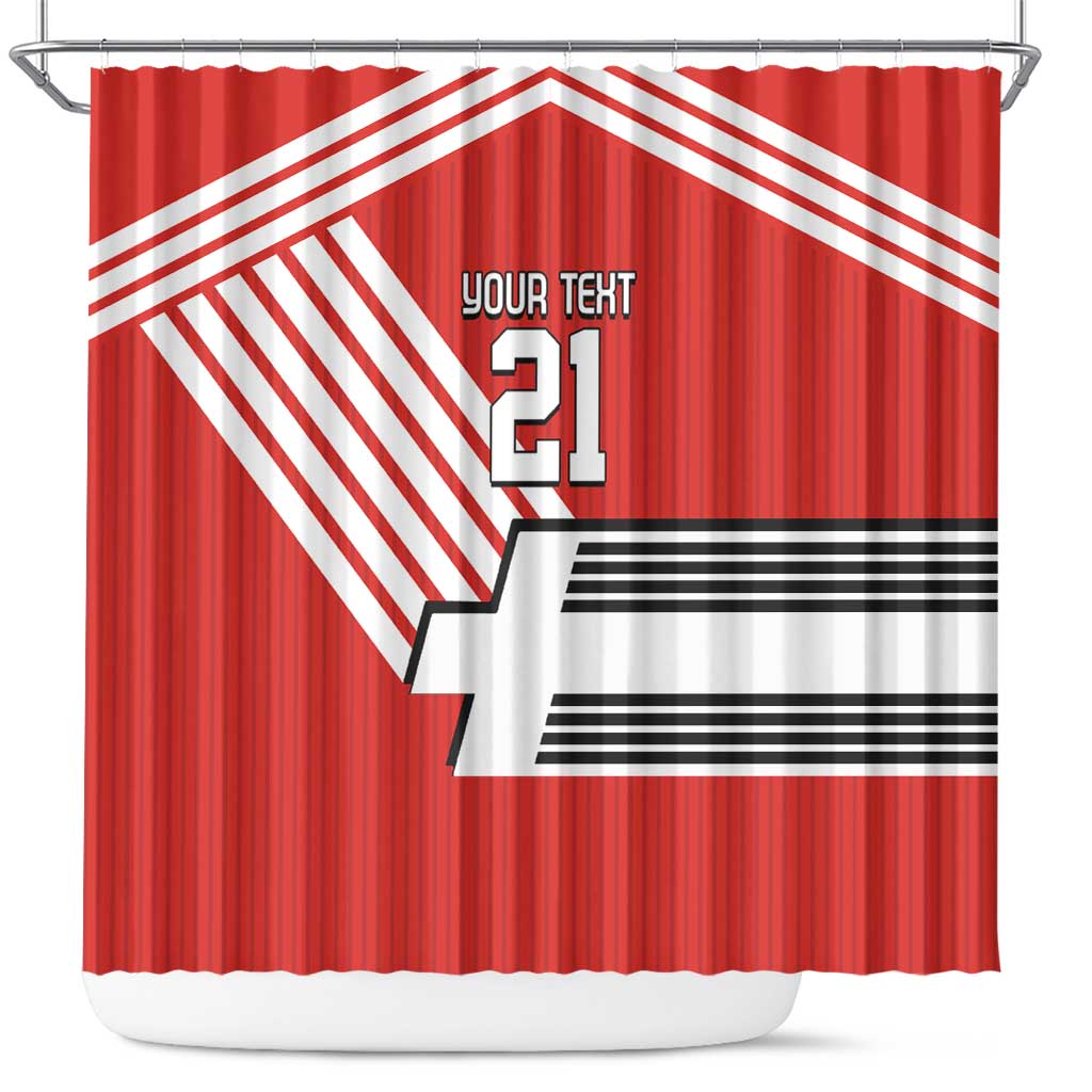 Swiss Football Custom Shower Curtain 1990-1992 Retro Red Switzerland Vintage