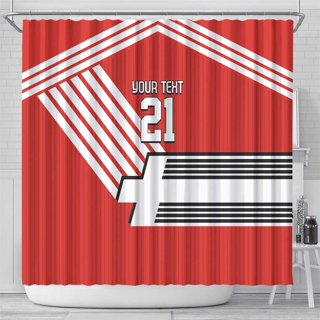 Swiss Football Custom Shower Curtain 1990-1992 Retro Red Switzerland Vintage
