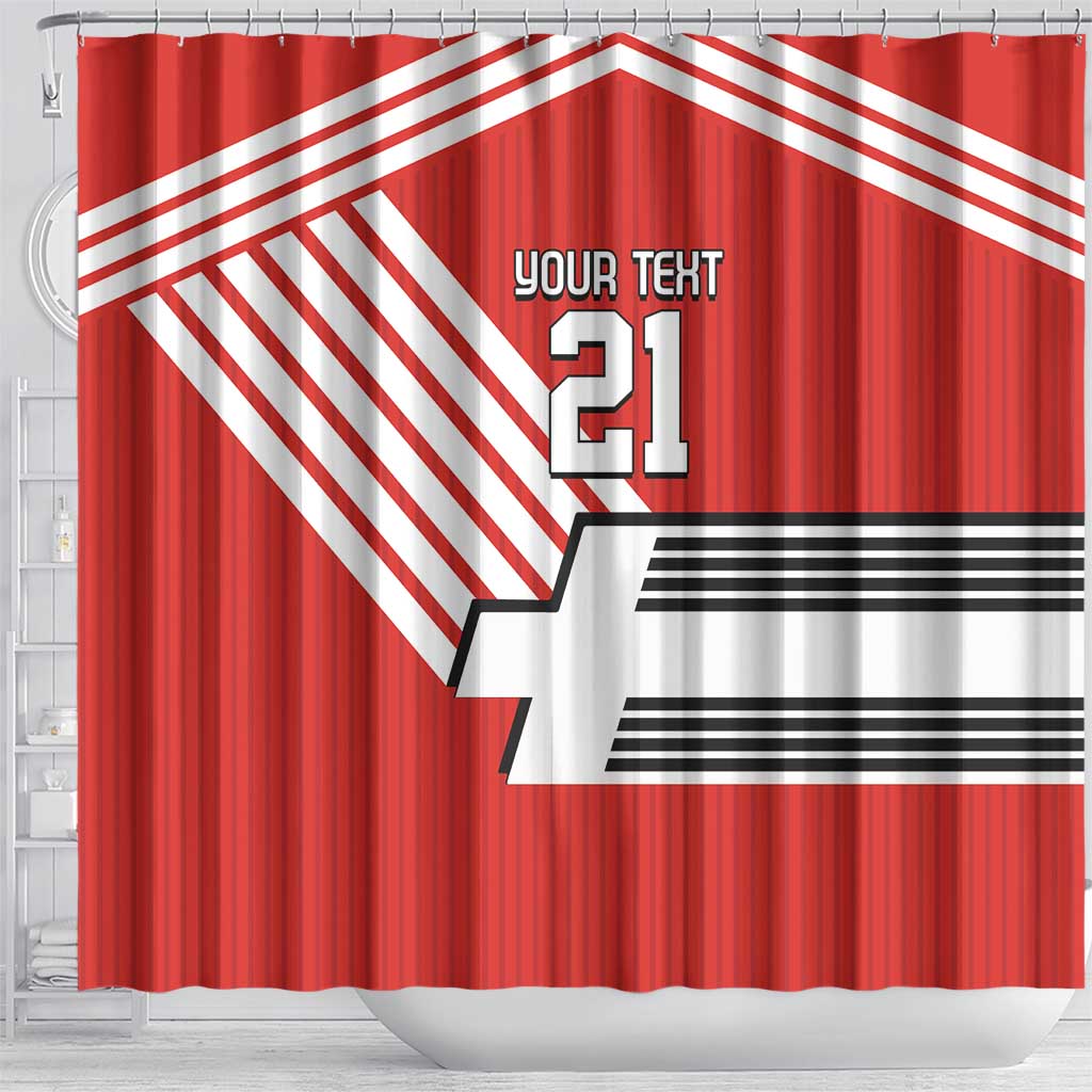 Swiss Football Custom Shower Curtain 1990-1992 Retro Red Switzerland Vintage