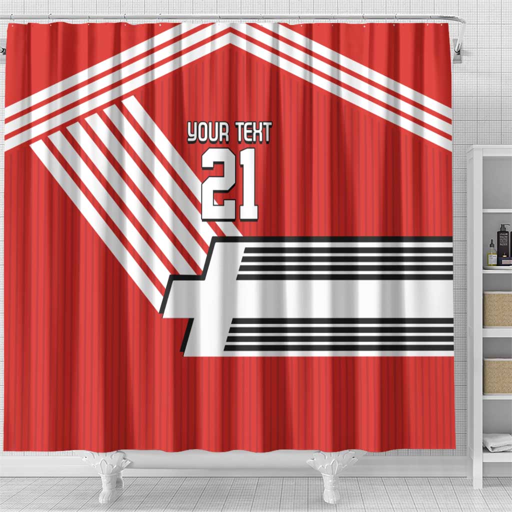 Swiss Football Custom Shower Curtain 1990-1992 Retro Red Switzerland Vintage