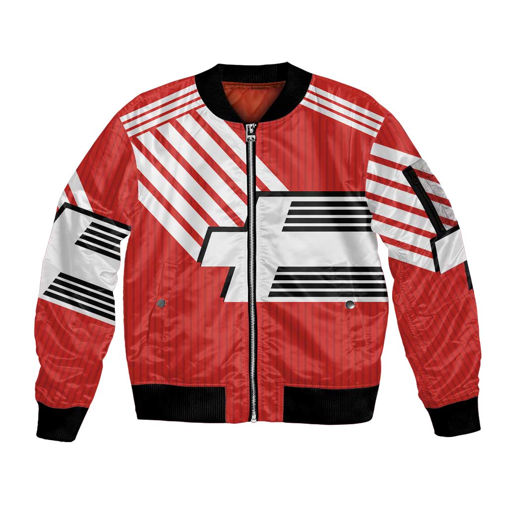 Swiss Football Custom Sleeve Zip Bomber Jacket 1990-1992 Retro Red Switzerland Vintage