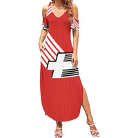 Swiss Football Custom Summer Maxi Dress 1990-1992 Retro Red Switzerland Vintage
