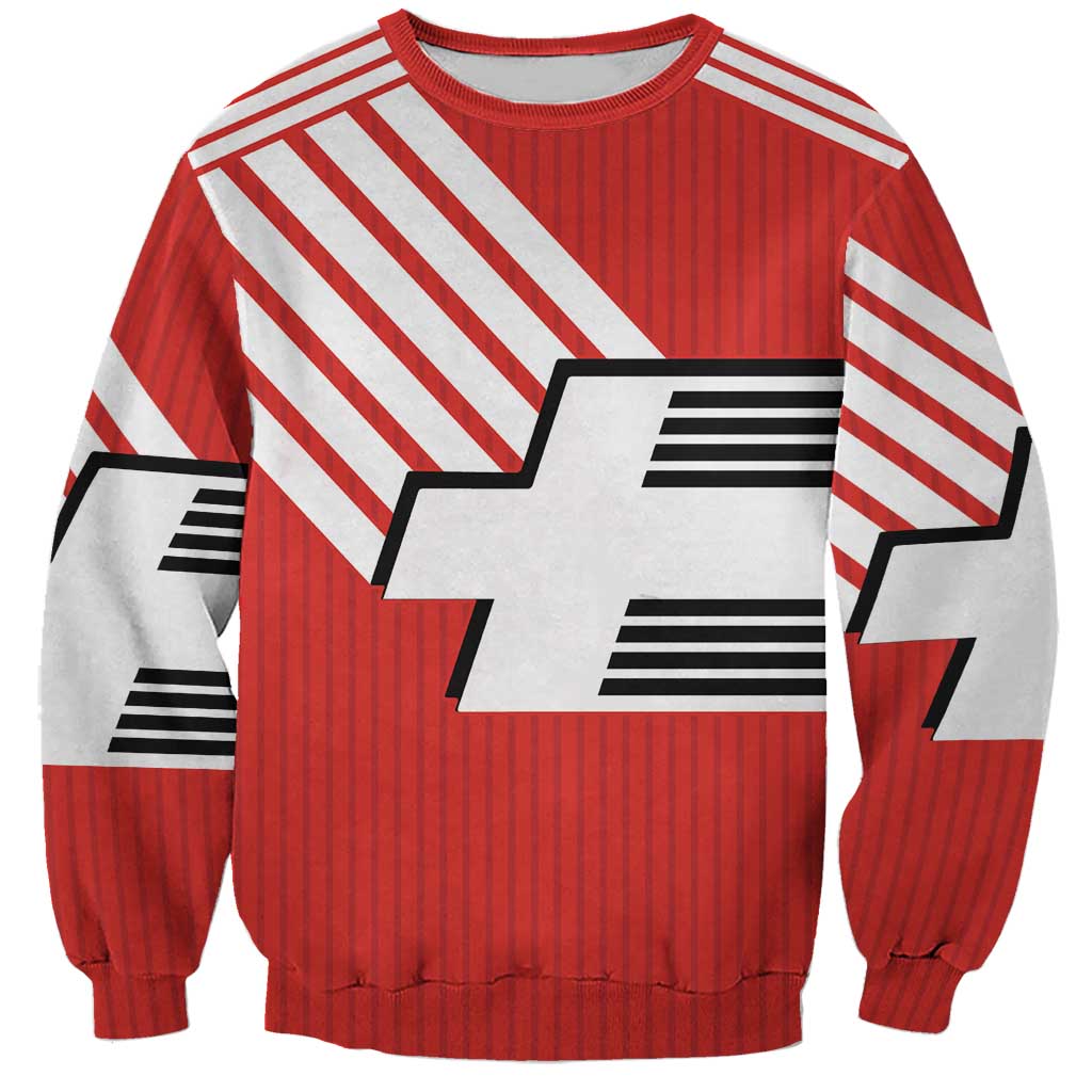 Swiss Football Custom Sweatshirt 1990-1992 Retro Red Switzerland Vintage