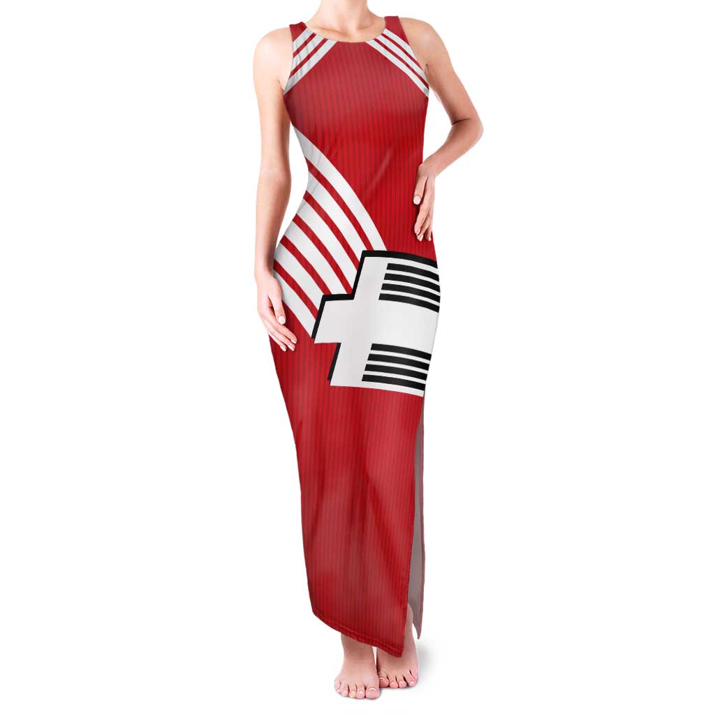 Swiss Football Custom Tank Maxi Dress 1990-1992 Retro Red Switzerland Vintage