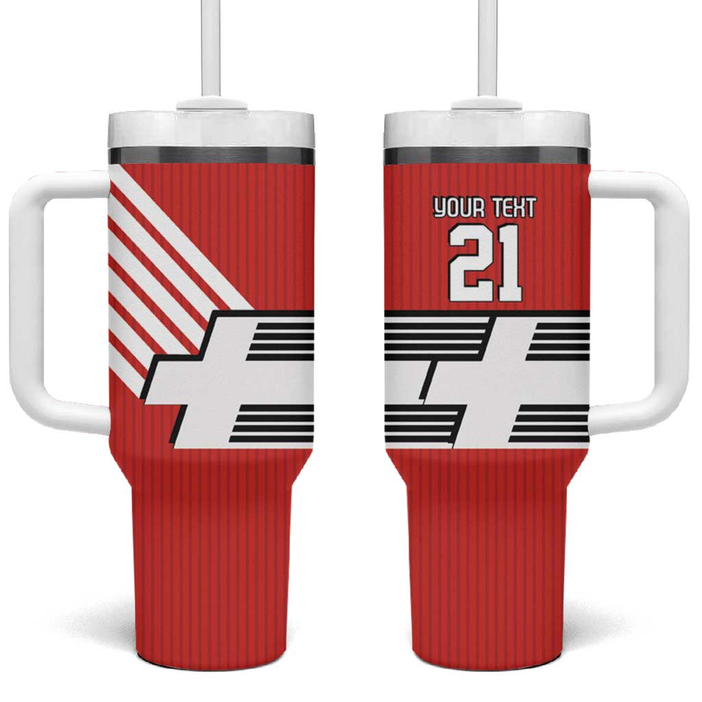 Swiss Football Custom Tumbler With Handle 1990-1992 Retro Red Switzerland Vintage