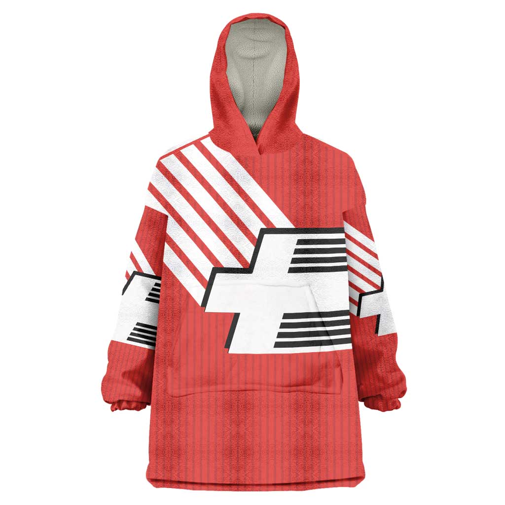 Swiss Football Custom Wearable Blanket Hoodie 1990-1992 Retro Red Switzerland Vintage