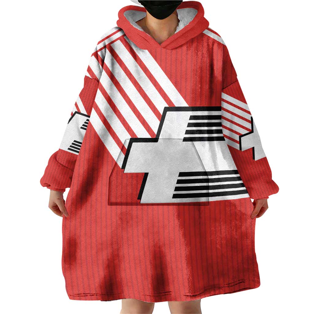 Swiss Football Custom Wearable Blanket Hoodie 1990-1992 Retro Red Switzerland Vintage