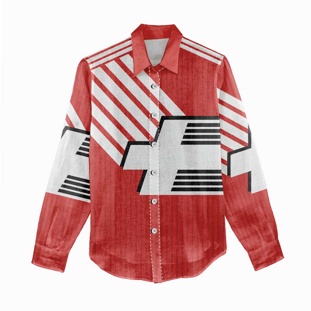 Swiss Football Custom Women Casual Shirt 1990-1992 Retro Red Switzerland Vintage
