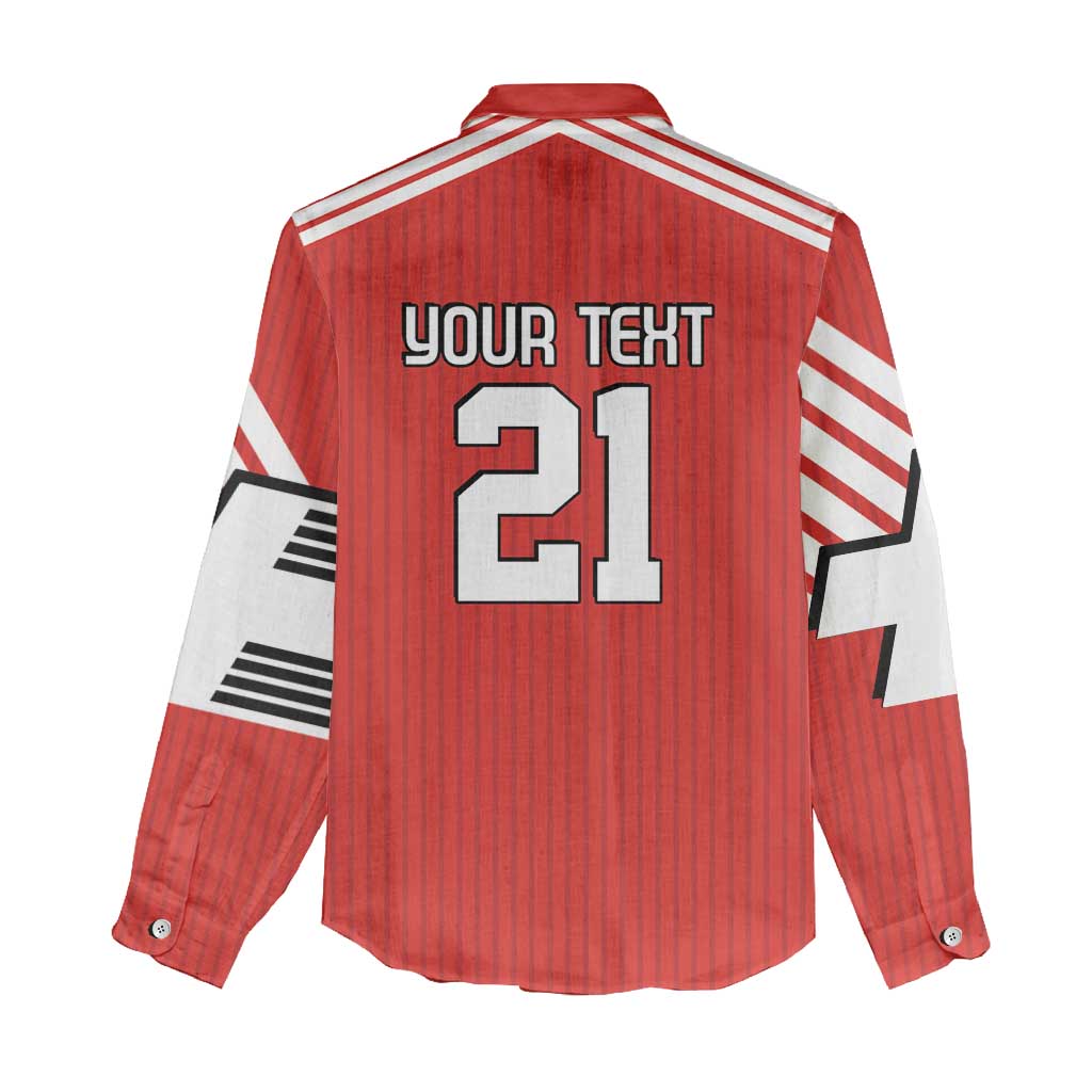 Swiss Football Custom Women Casual Shirt 1990-1992 Retro Red Switzerland Vintage