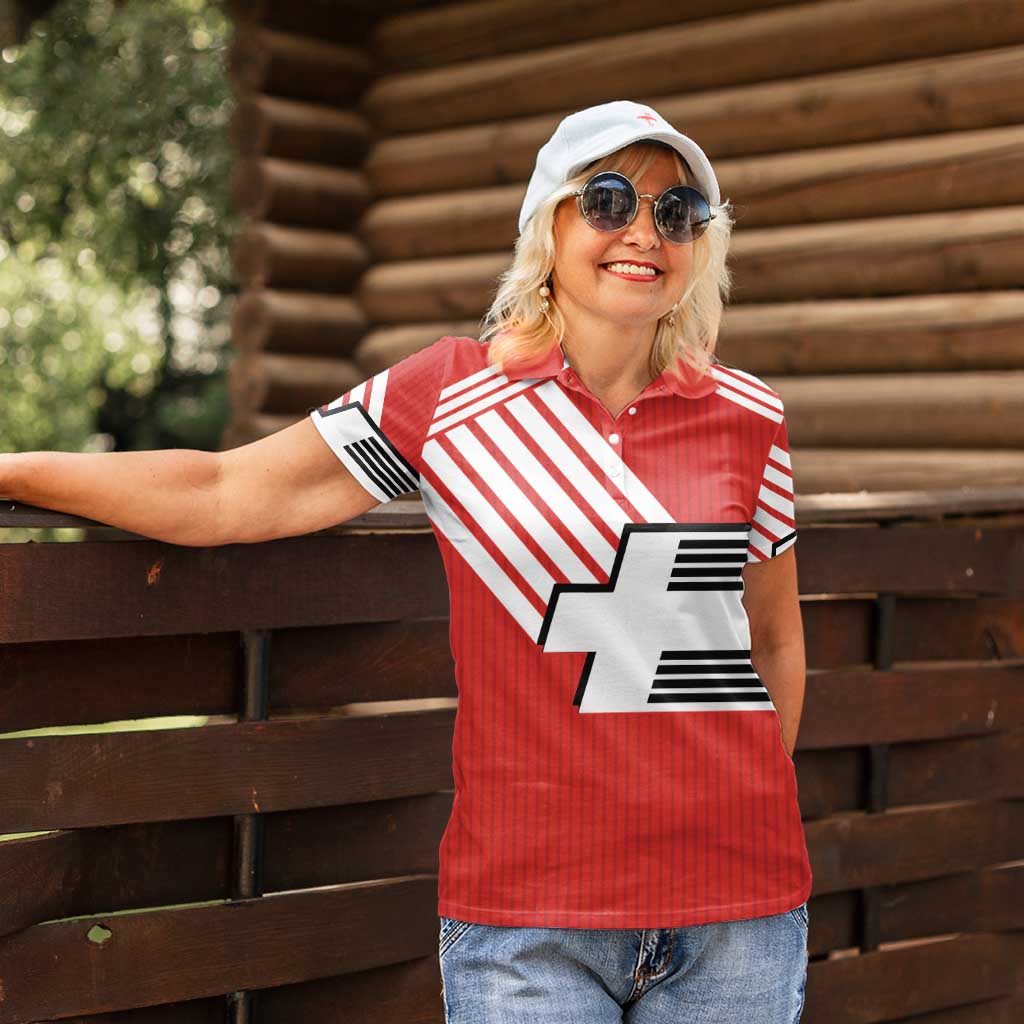 Swiss Football Custom Women Polo Shirt 1990-1992 Retro Red Switzerland Vintage