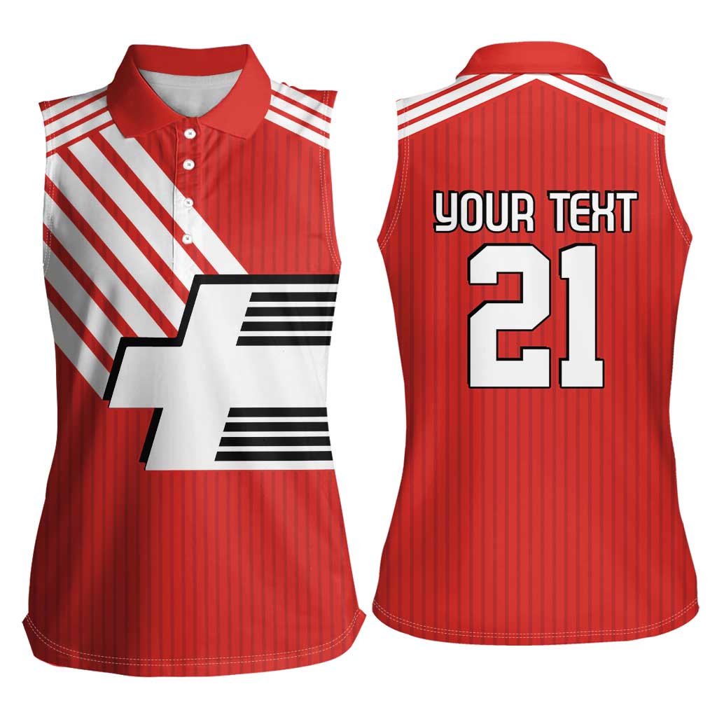 Swiss Football Custom Women Sleeveless Polo Shirt 1990-1992 Retro Red Switzerland Vintage