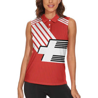Swiss Football Custom Women Sleeveless Polo Shirt 1990-1992 Retro Red Switzerland Vintage
