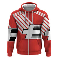 Swiss Football Custom Zip Hoodie 1990-1992 Retro Red Switzerland Vintage