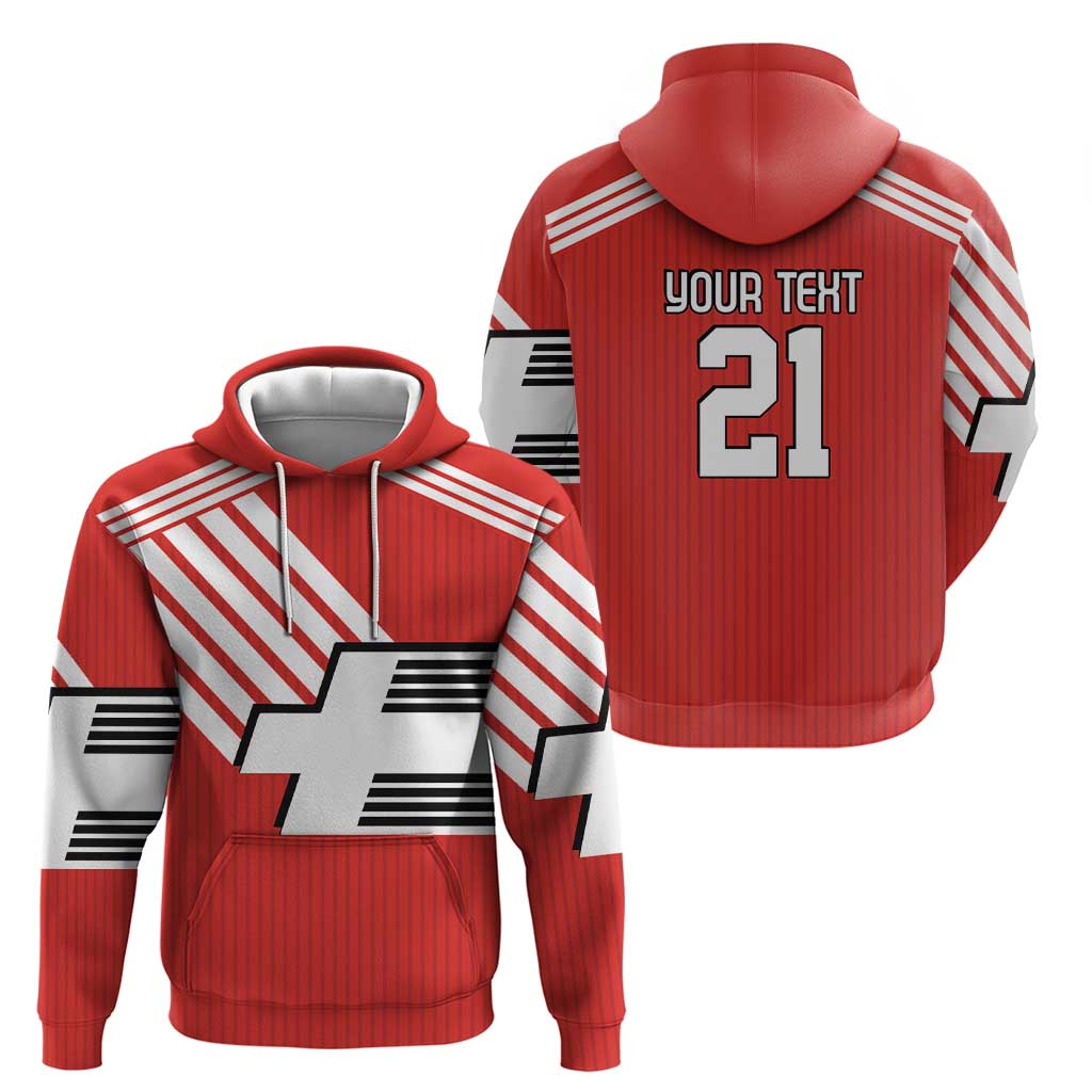 Swiss Football Custom Zip Hoodie 1990-1992 Retro Red Switzerland Vintage