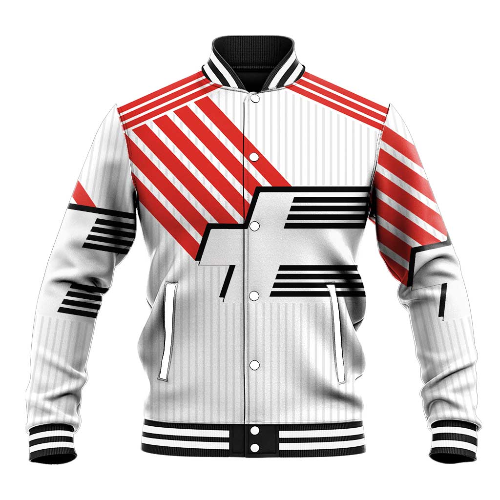 Swiss Football Custom Baseball Jacket 1990-1992 Retro White Switzerland Vintage