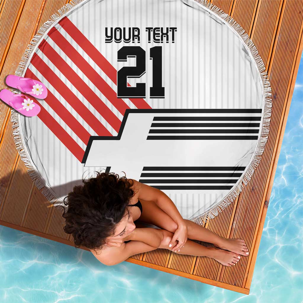 Swiss Football Custom Beach Blanket 1990-1992 Retro White Switzerland Vintage