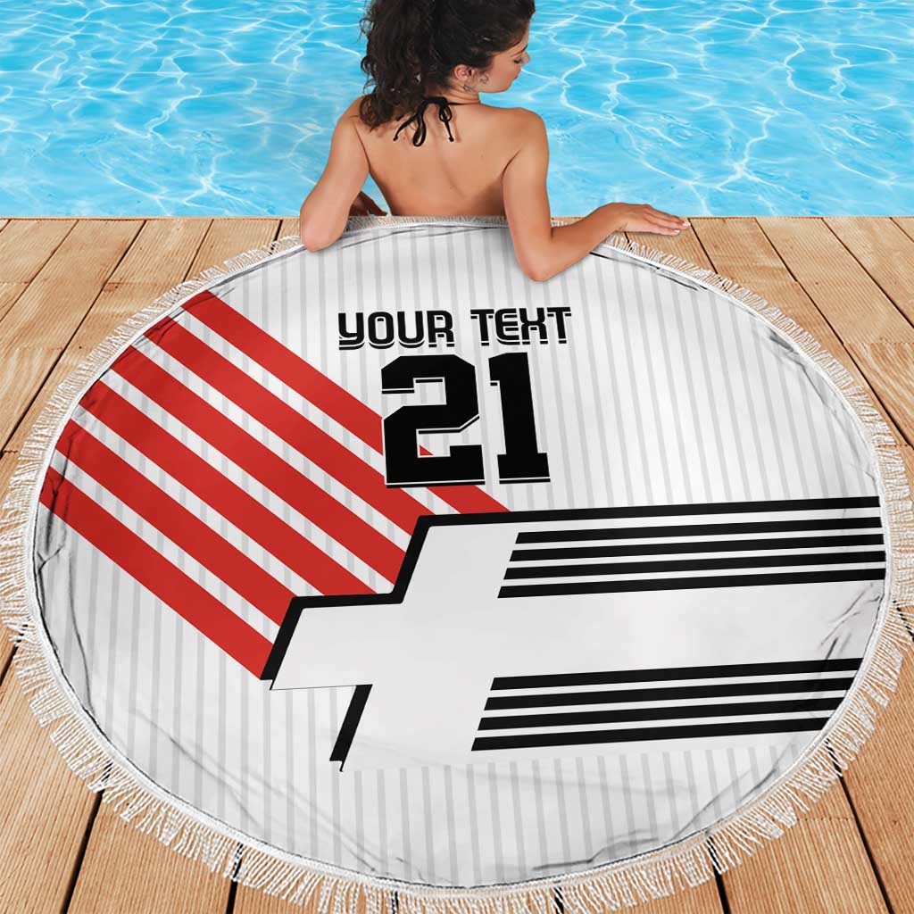 Swiss Football Custom Beach Blanket 1990-1992 Retro White Switzerland Vintage