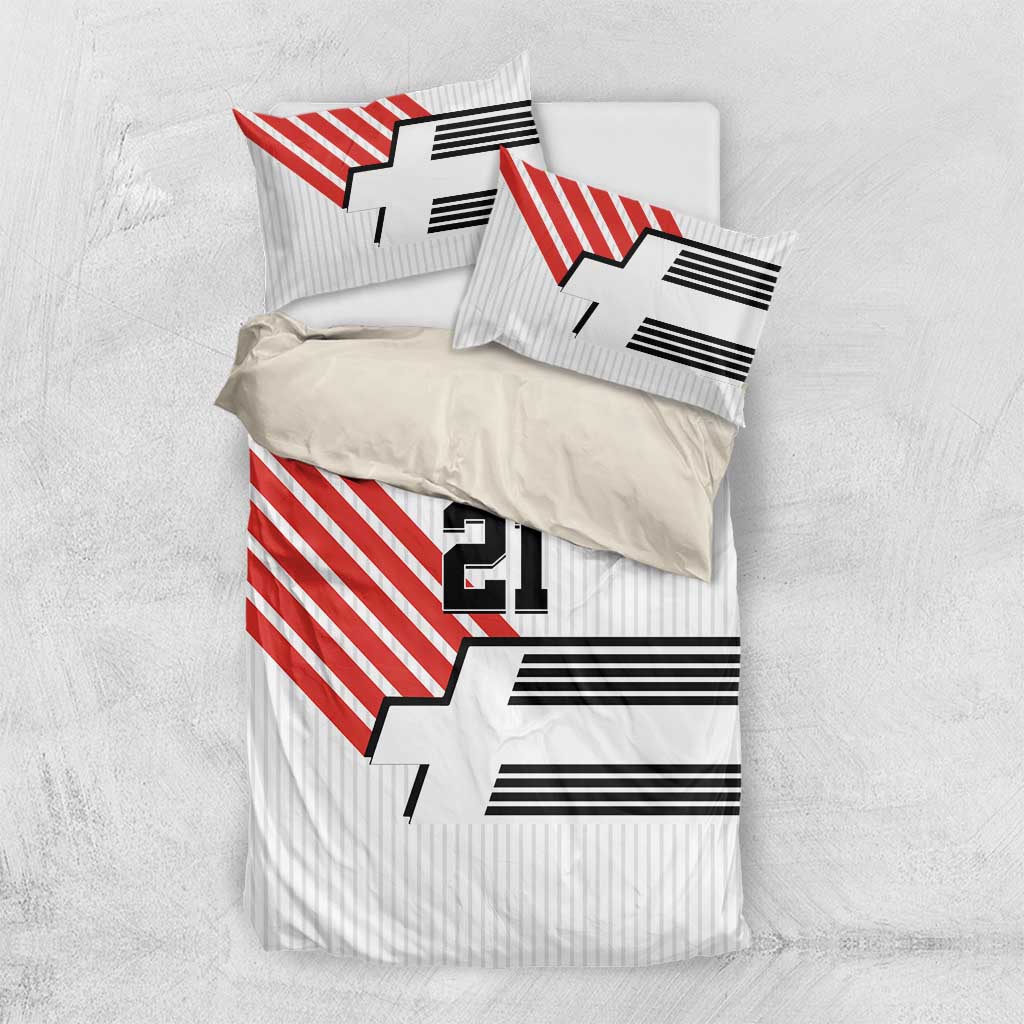 Swiss Football Custom Bedding Set 1990-1992 Retro White Switzerland Vintage