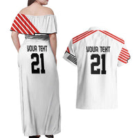 Swiss Football Custom Couples Matching Off Shoulder Maxi Dress and Hawaiian Shirt 1990-1992 Retro White Switzerland Vintage