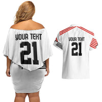 Swiss Football Custom Couples Matching Off Shoulder Short Dress and Hawaiian Shirt 1990-1992 Retro White Switzerland Vintage