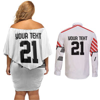 Swiss Football Custom Couples Matching Off Shoulder Short Dress and Long Sleeve Button Shirt 1990-1992 Retro White Switzerland Vintage