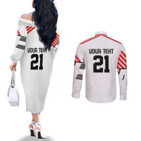 Swiss Football Custom Couples Matching Off The Shoulder Long Sleeve Dress and Long Sleeve Button Shirt 1990-1992 Retro White Switzerland Vintage