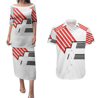 Swiss Football Custom Couples Matching Puletasi and Hawaiian Shirt 1990-1992 Retro White Switzerland Vintage