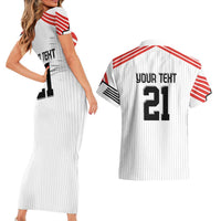 Swiss Football Custom Couples Matching Short Sleeve Bodycon Dress and Hawaiian Shirt 1990-1992 Retro White Switzerland Vintage