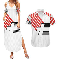 Swiss Football Custom Couples Matching Summer Maxi Dress and Hawaiian Shirt 1990-1992 Retro White Switzerland Vintage