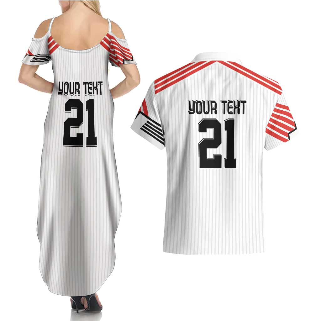 Swiss Football Custom Couples Matching Summer Maxi Dress and Hawaiian Shirt 1990-1992 Retro White Switzerland Vintage