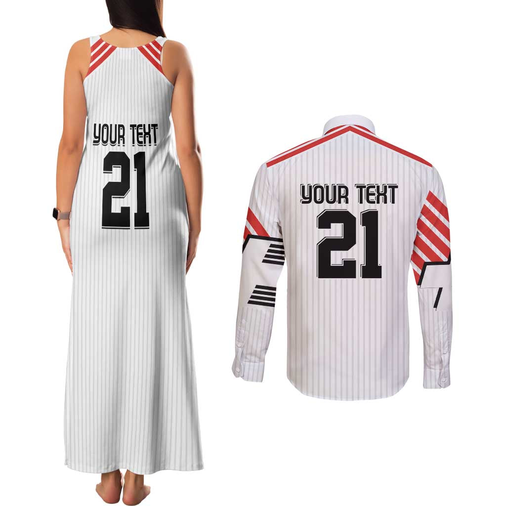 Swiss Football Custom Couples Matching Tank Maxi Dress and Long Sleeve Button Shirt 1990-1992 Retro White Switzerland Vintage