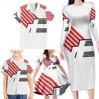 Swiss Football Custom Family Matching Long Sleeve Bodycon Dress and Hawaiian Shirt 1990-1992 Retro White Switzerland Vintage