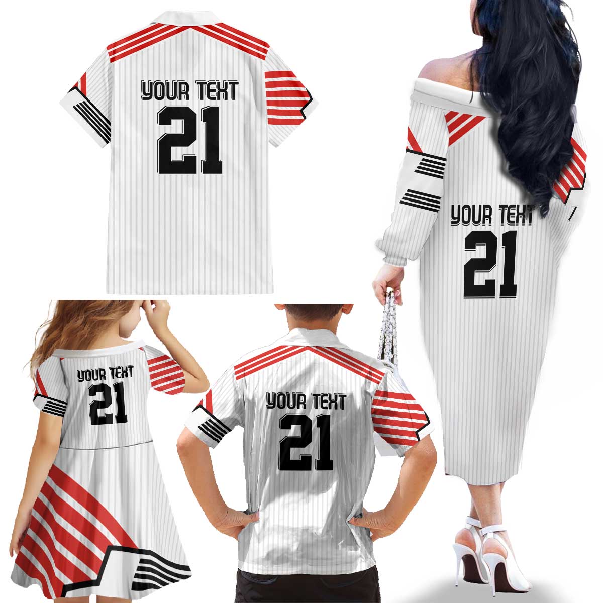 Swiss Football Custom Family Matching Off The Shoulder Long Sleeve Dress and Hawaiian Shirt 1990-1992 Retro White Switzerland Vintage