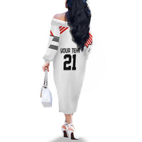 Swiss Football Custom Family Matching Off The Shoulder Long Sleeve Dress and Hawaiian Shirt 1990-1992 Retro White Switzerland Vintage