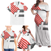 Swiss Football Custom Family Matching Off Shoulder Maxi Dress and Hawaiian Shirt 1990-1992 Retro White Switzerland Vintage