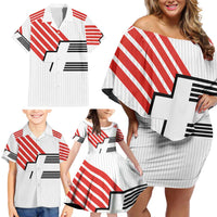 Swiss Football Custom Family Matching Off Shoulder Short Dress and Hawaiian Shirt 1990-1992 Retro White Switzerland Vintage