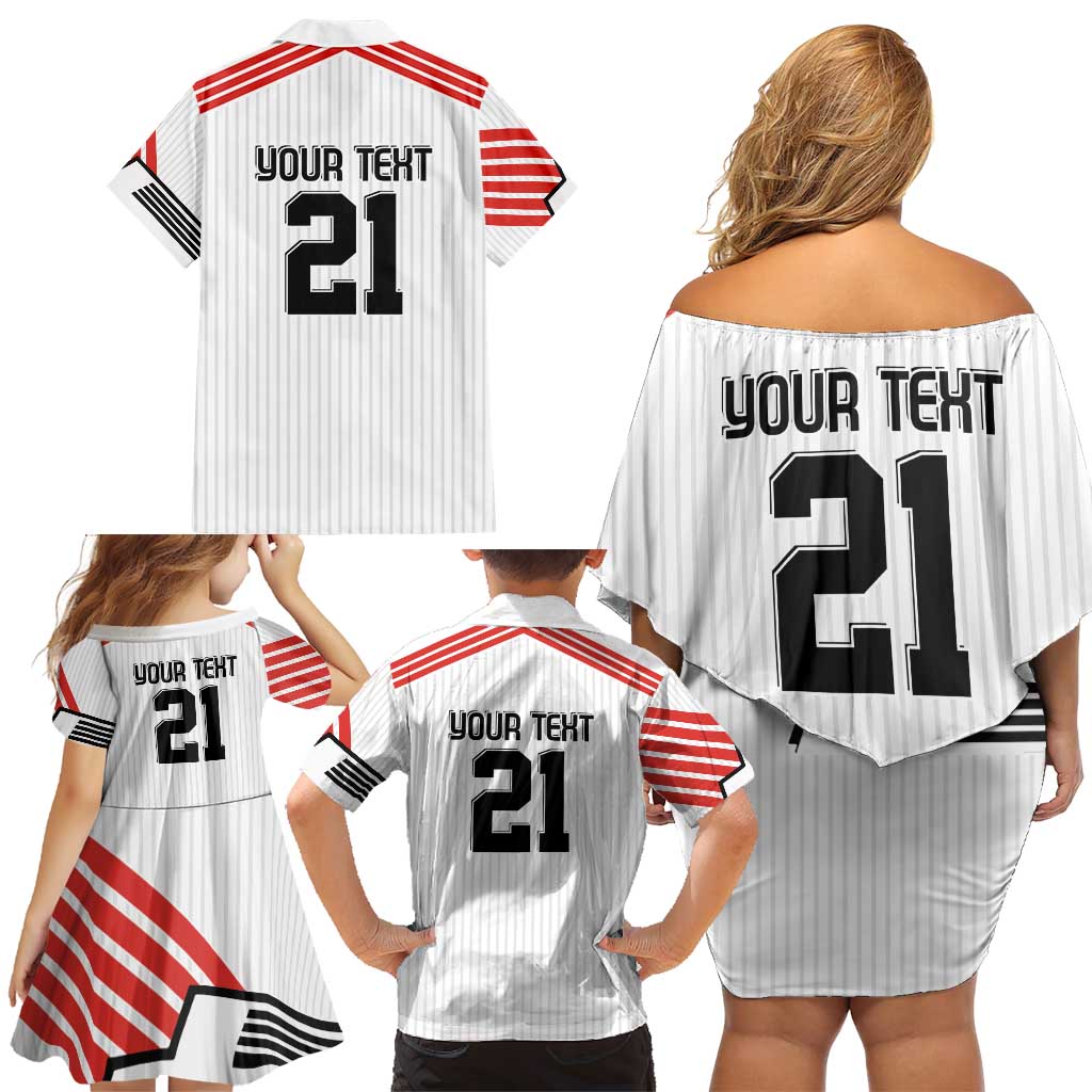 Swiss Football Custom Family Matching Off Shoulder Short Dress and Hawaiian Shirt 1990-1992 Retro White Switzerland Vintage