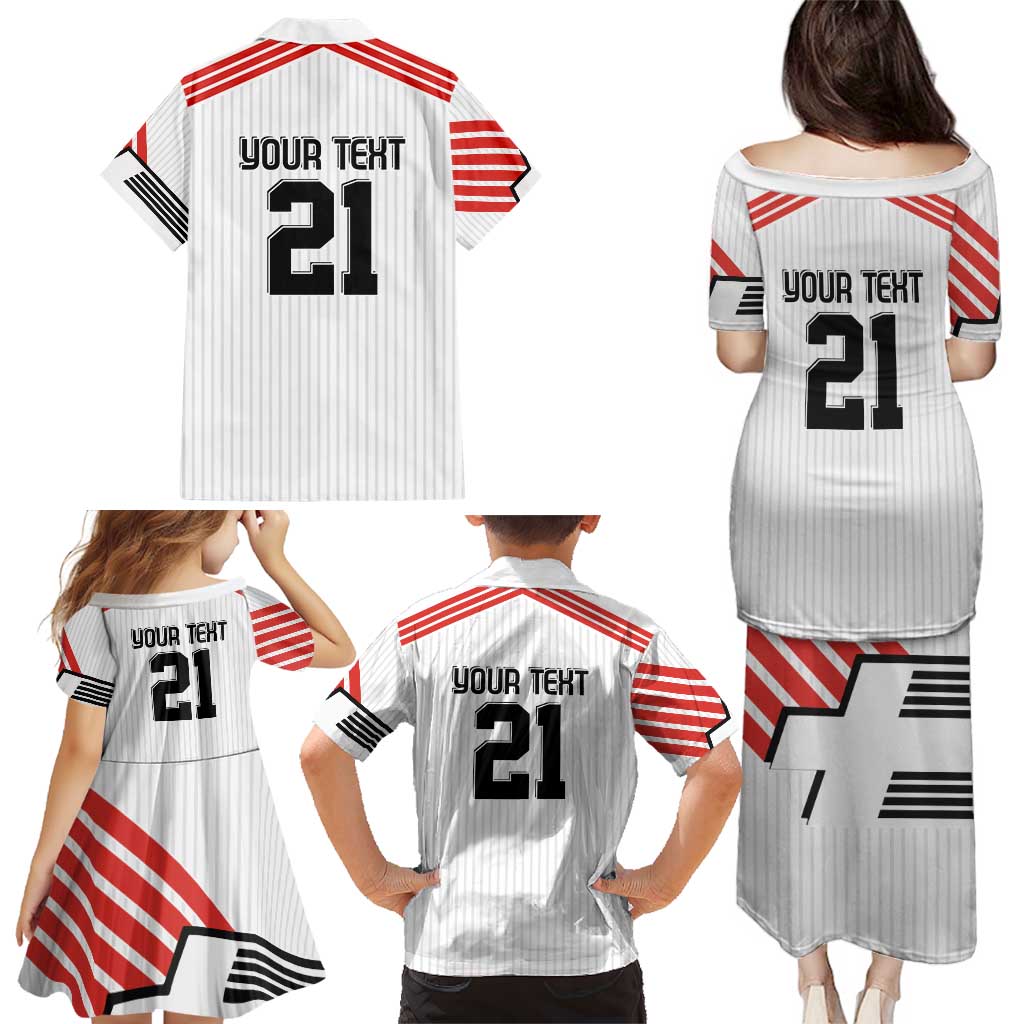 Swiss Football Custom Family Matching Puletasi and Hawaiian Shirt 1990-1992 Retro White Switzerland Vintage