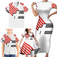 Swiss Football Custom Family Matching Short Sleeve Bodycon Dress and Hawaiian Shirt 1990-1992 Retro White Switzerland Vintage