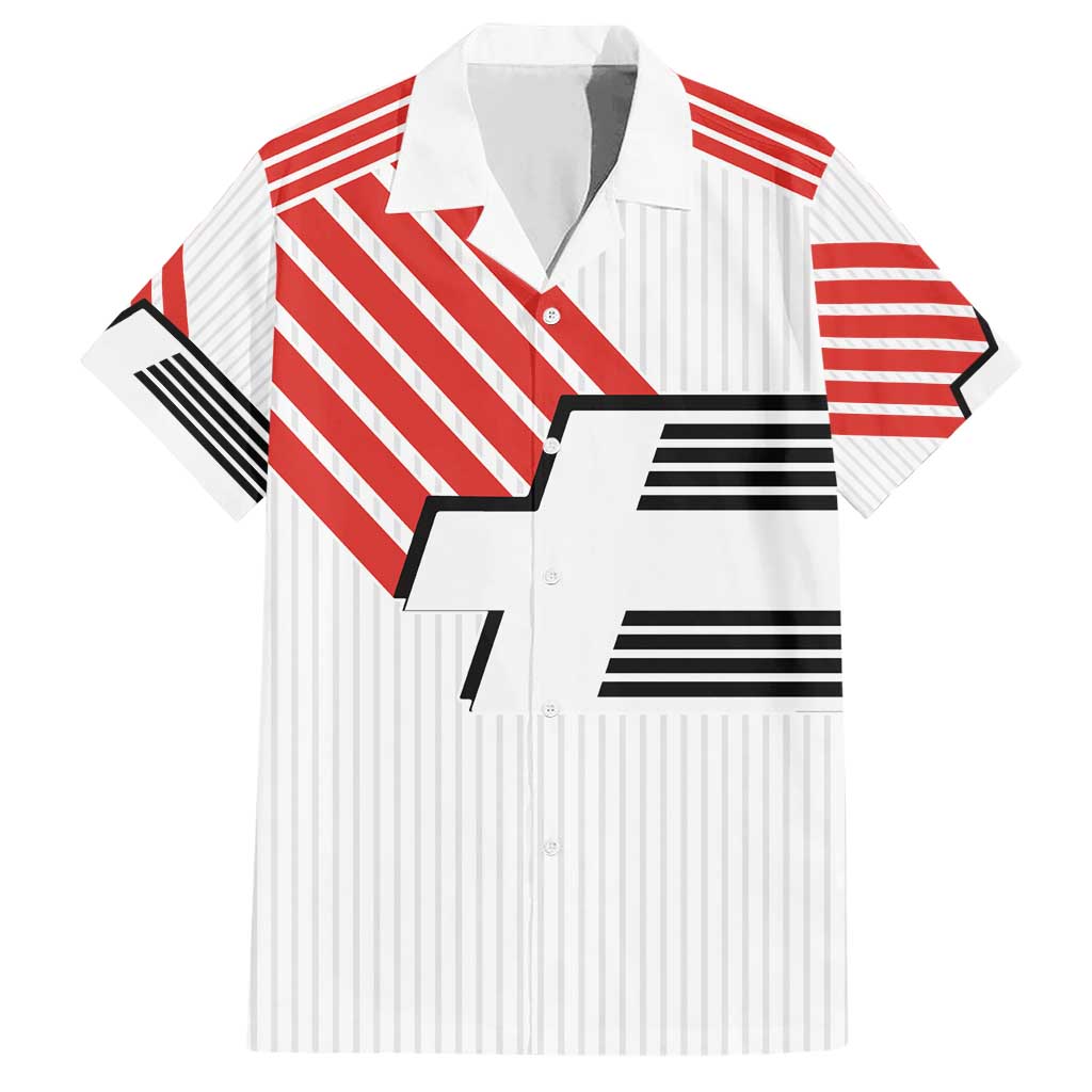 Swiss Football Custom Family Matching Short Sleeve Bodycon Dress and Hawaiian Shirt 1990-1992 Retro White Switzerland Vintage
