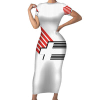 Swiss Football Custom Family Matching Short Sleeve Bodycon Dress and Hawaiian Shirt 1990-1992 Retro White Switzerland Vintage