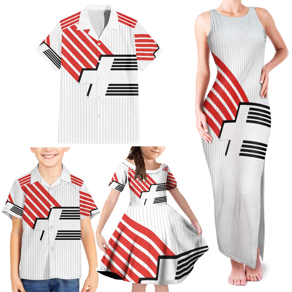 Swiss Football Custom Family Matching Tank Maxi Dress and Hawaiian Shirt 1990-1992 Retro White Switzerland Vintage