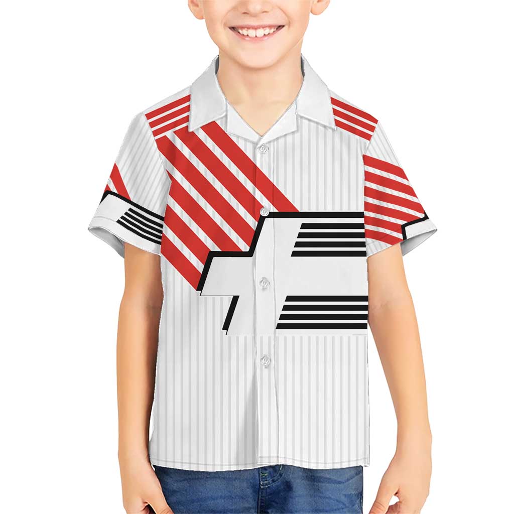 Swiss Football Custom Kid Hawaiian Shirt 1990-1992 Retro White Switzerland Vintage
