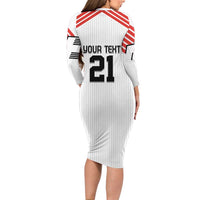 Swiss Football Custom Long Sleeve Bodycon Dress 1990-1992 Retro White Switzerland Vintage
