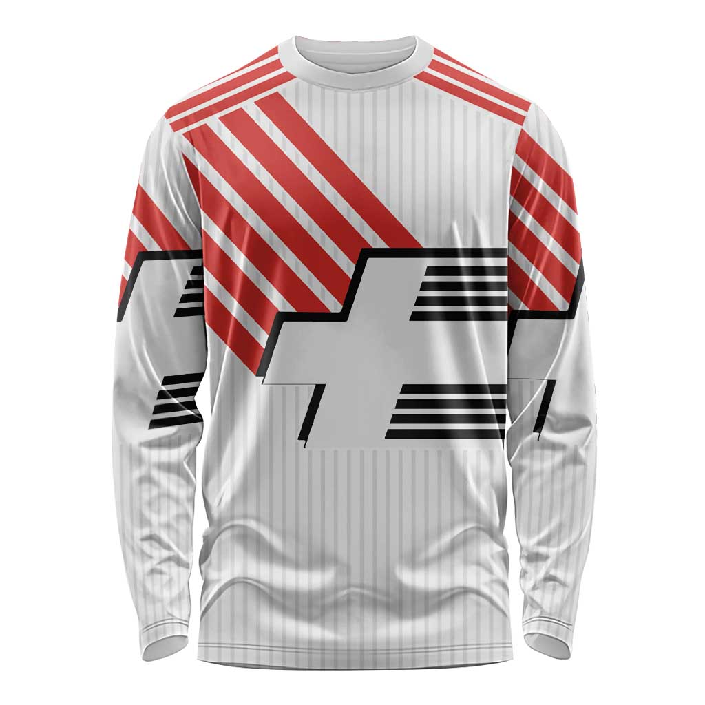 Swiss Football Custom Long Sleeve Shirt 1990-1992 Retro White Switzerland Vintage