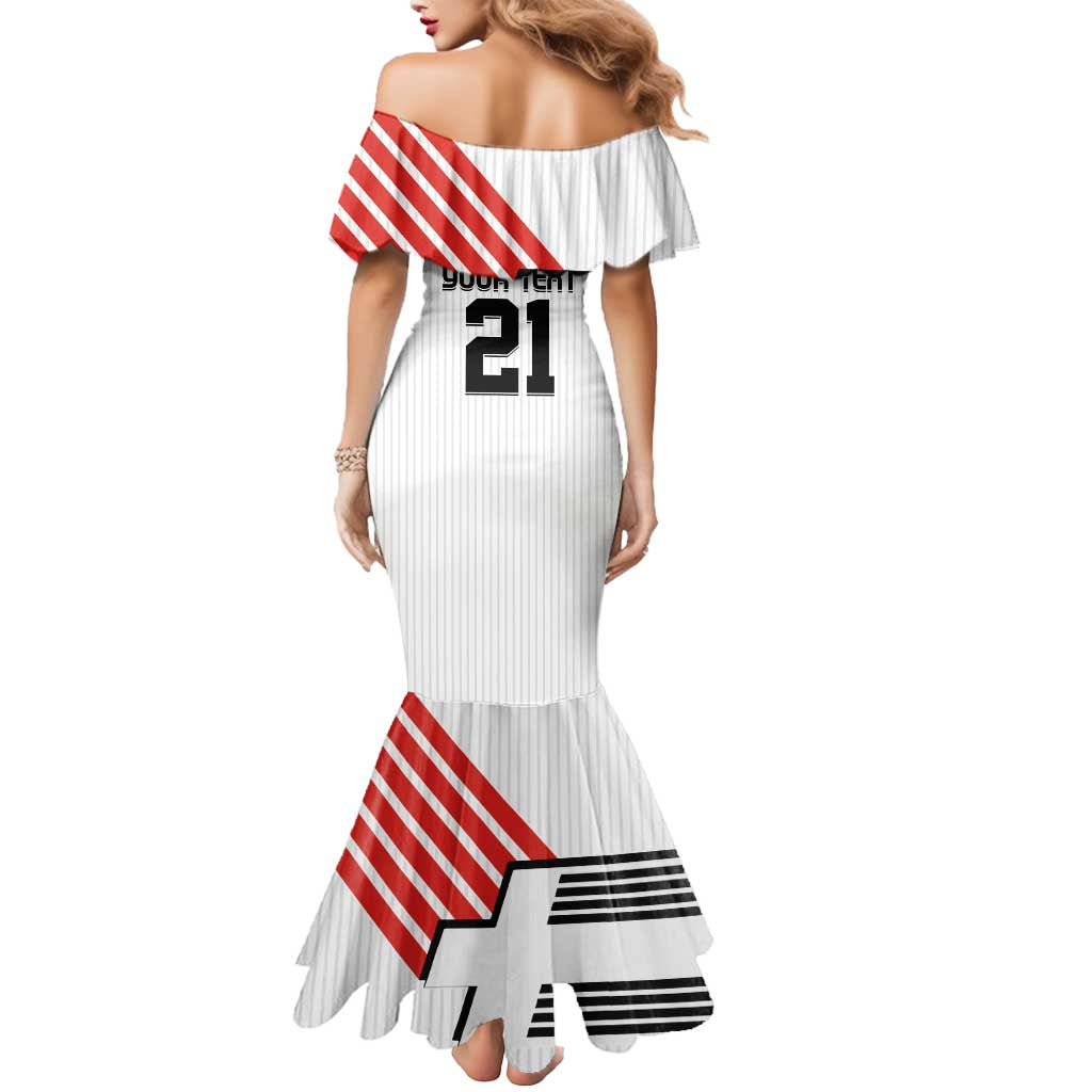Swiss Football Custom Mermaid Dress 1990-1992 Retro White Switzerland Vintage